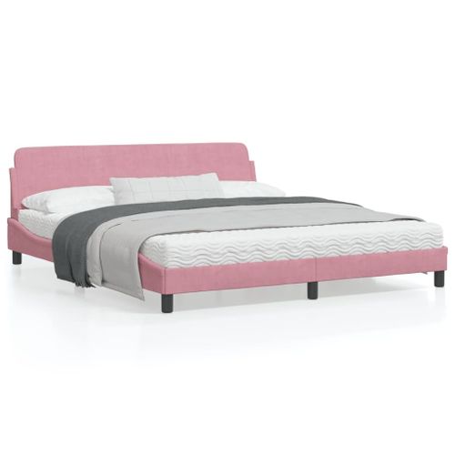 Vidaxl Cadre De Lit Avec Tête De Lit Rose 180x200 Cm Velours