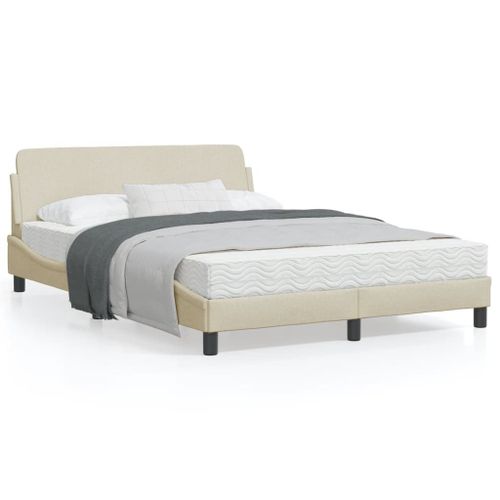 Vidaxl Cadre De Lit Avec Tête De Lit Crème 120x200 Cm Tissu