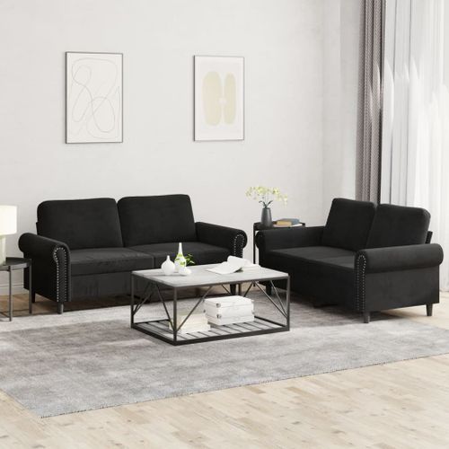 Vidaxl Ensemble De Canapés 2 Pcs Avec Coussins Noir Velours