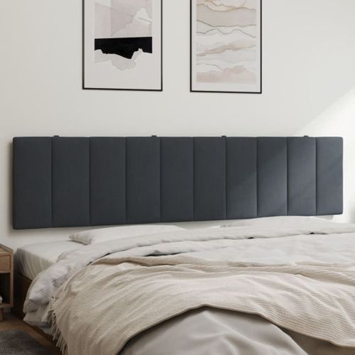 Vidaxl Coussin De Tête De Lit Gris Foncé 200 Cm Velours
