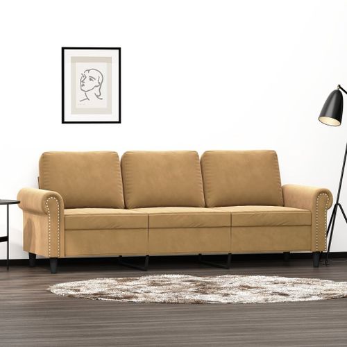 Vidaxl Canapé À 3 Places Marron 180 Cm Velours