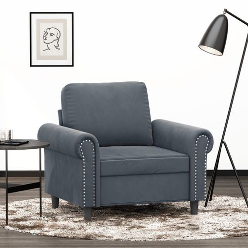 Vidaxl Fauteuil Gris Foncé 60 Cm Velours