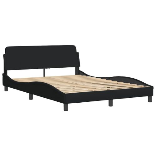 Vidaxl Cadre De Lit Avec Tête De Lit Noir 140x190 Cm Tissu