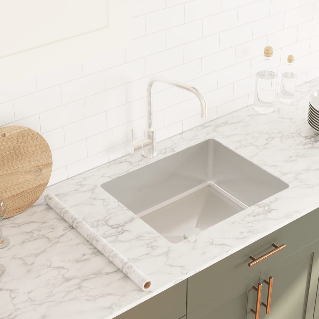 vidaXL Autocollants auto-adhésifs pour meuble blanc marbré 90x500 cm