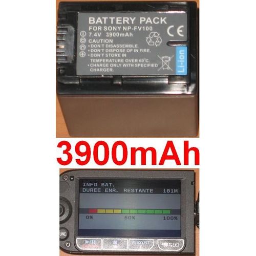 Batterie Pour SONY DCR-SR52E, DCR-SR60 **3900mAh**
