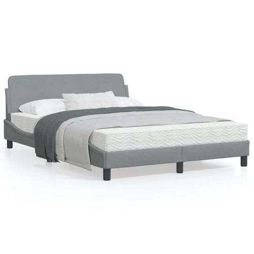Vidaxl Cadre De Lit Avec Tête De Lit Gris Clair 140x200 Cm