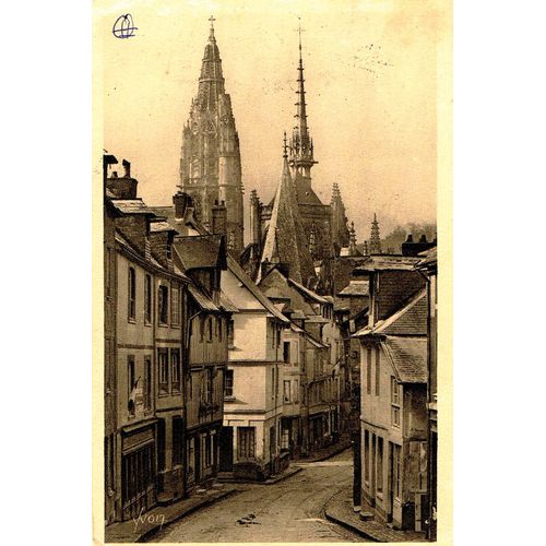 Carte Postale Ancienne, France, Seine Maritime ( 76 ), Caudebec En Caux, La Grande Rue Et L'église Notre Dame
