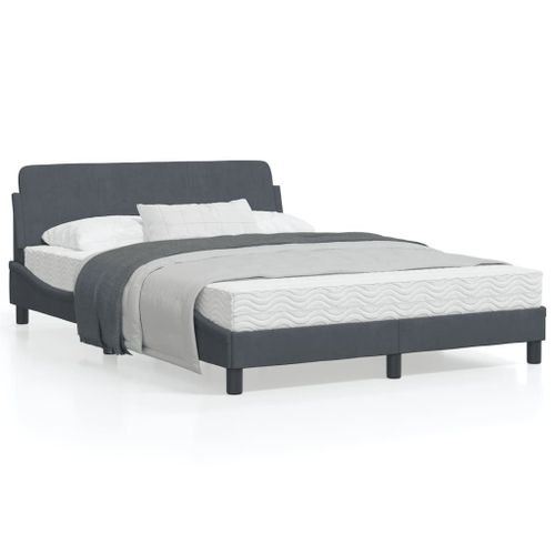 Vidaxl Cadre De Lit Avec Tête De Lit Gris Foncé 120x200 Cm Velours
