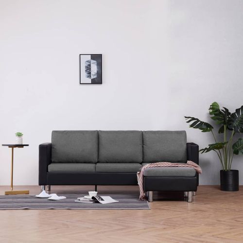 Vidaxl Canapé À 3 Places Avec Coussins Noir Similicuir