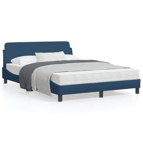 Vidaxl Cadre De Lit Avec Tête De Lit Bleu 120x200 Cm Tissu