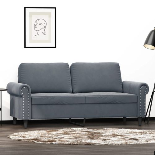 Vidaxl Canapé À 2 Places Gris Foncé 140 Cm Velours