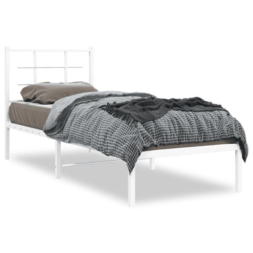 Vidaxl Cadre De Lit Métal Avec Tête De Lit Blanc 80x200 Cm