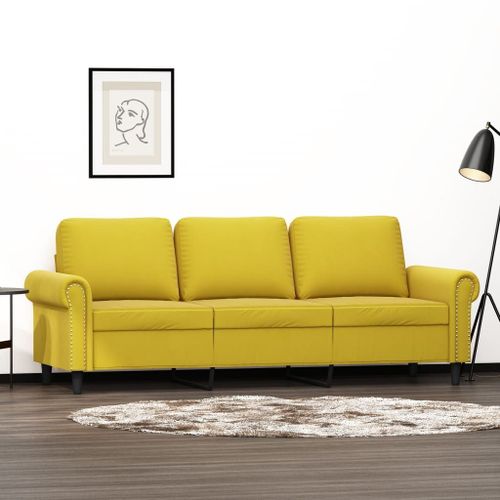 Vidaxl Canapé À 3 Places Jaune 180 Cm Velours