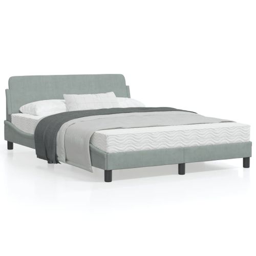 Vidaxl Cadre De Lit Avec Tête De Lit Gris Clair 140x190 Cm Velours