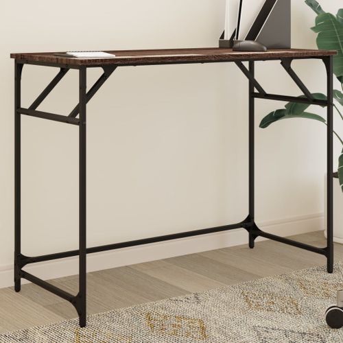 Vidaxl Bureau Chêne Marron Bois D'ingénierie Et Acier Enduit De Poudre