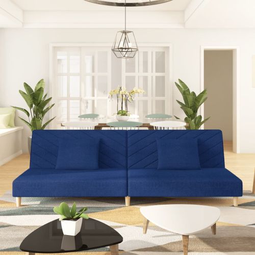 Vidaxl Canapé-Lit À 2 Places Avec Deux Oreillers Bleu Tissu