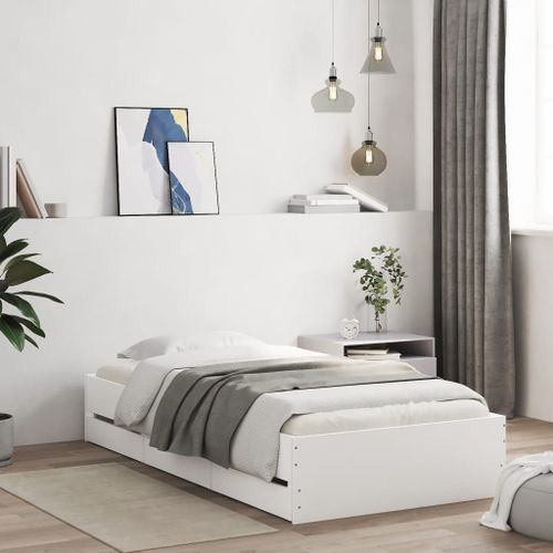 Vidaxl Cadre De Lit Avec Tiroirs Sans Matelas Blanc 90x190 Cm