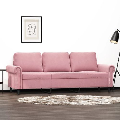 Vidaxl Canapé À 3 Places Rose 180 Cm Velours