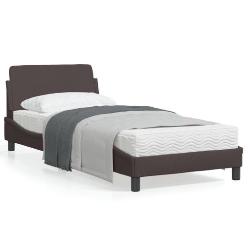 Vidaxl Cadre De Lit Avec Tête De Lit Marron Foncé 90x200 Cm Tissu