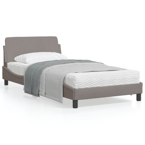 Vidaxl Cadre De Lit Avec Tête De Lit Taupe 100x200 Cm Tissu
