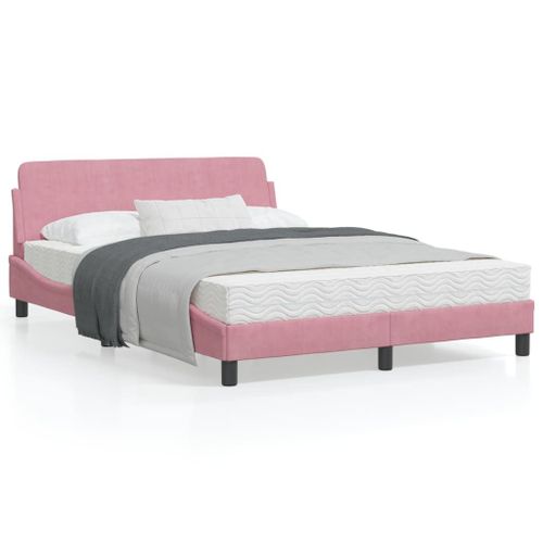 Vidaxl Cadre De Lit Avec Tête De Lit Rose 120x200 Cm Velours