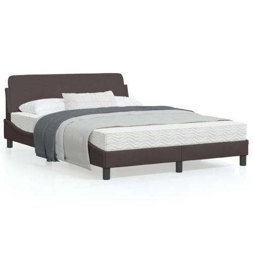 Vidaxl Cadre De Lit Avec Tête De Lit Marron Foncé 120x200 Cm Tissu