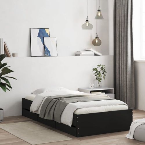 Vidaxl Cadre De Lit Avec Tiroirs Sans Matelas Noir 90x190 Cm