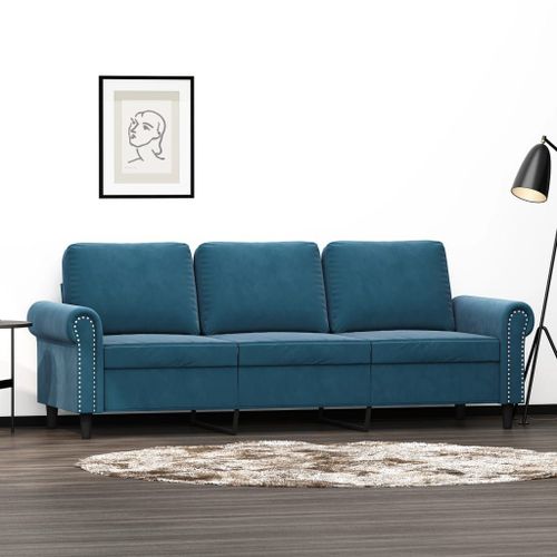 Vidaxl Canapé À 3 Places Bleu 180 Cm Velours
