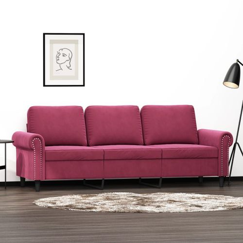 Vidaxl Canapé À 3 Places Rouge Bordeaux 180 Cm Velours