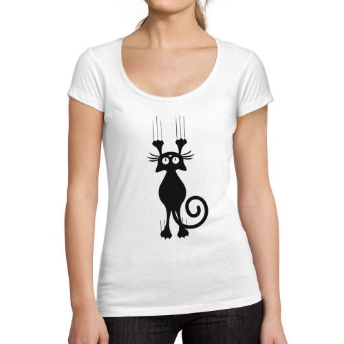 Femme Tee-Shirt Chat Drôle De Dessin Animé Qui Tombe - Funny Cartoon Cat Falling - T-Shirt Graphique Éco-Responsable Vintage Cadeau Nouveauté