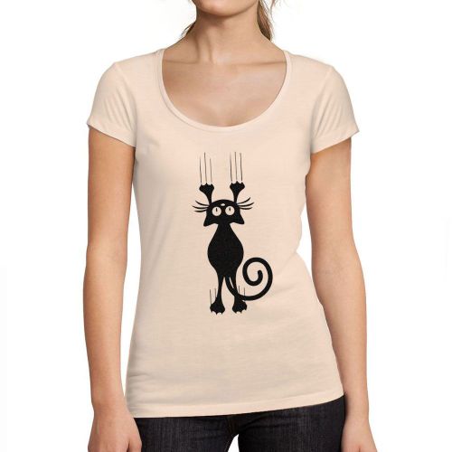 Femme Tee-Shirt Chat Drôle De Dessin Animé Qui Tombe - Funny Cartoon Cat Falling - T-Shirt Graphique Éco-Responsable Vintage Cadeau Nouveauté
