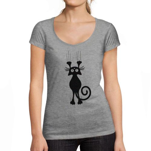 Femme Tee-Shirt Chat Drôle De Dessin Animé Qui Tombe - Funny Cartoon Cat Falling - T-Shirt Graphique Éco-Responsable Vintage Cadeau Nouveauté