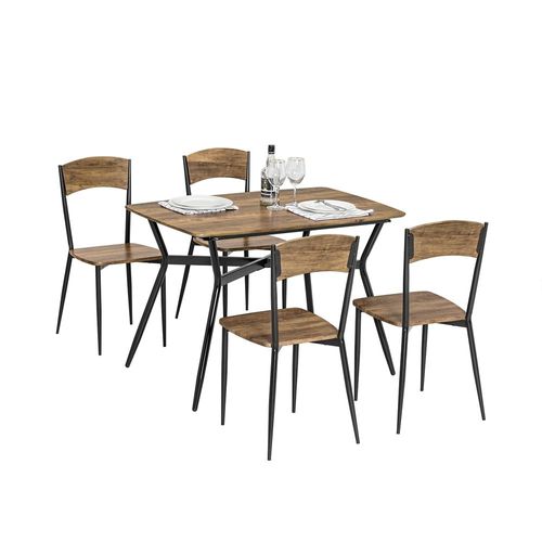 Sobuy Ensemble De Table À Manger Et 4 Chaises Table De Cuisine Set De 5 Pièces Pour Cuisine Salle À Manger Salon Cadre En Acier Table 110x70x76cm, Chaises 40x46x86cm Ogt49-F