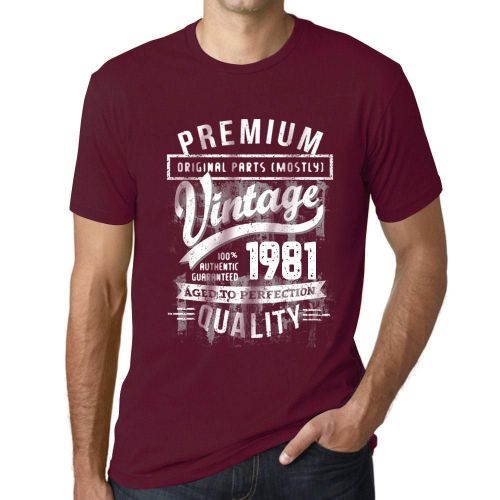 Homme Tee-Shirt - Original Parts (Mostly) Aged To Perfection 1981 - 43 Ans T-Shirt Graphique Idée Cadeau 43e Anniversaire Vintage Année 1981 Nouveauté
