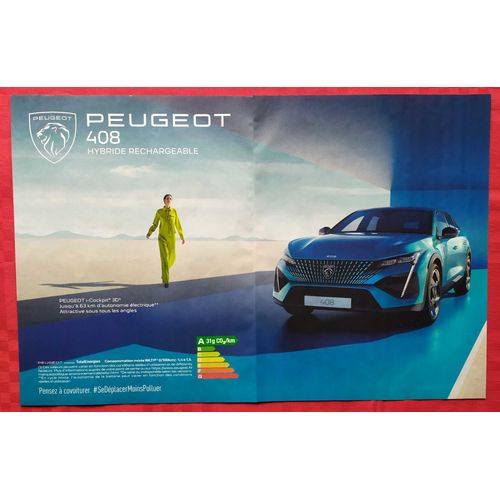 Publicité Papier- Voiture Peugeot 408 Hybride Rechargeable De 2024