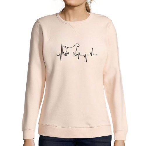 Femme Sweat-Shirt Imprimé Graphique Un C¿Ur D'amoureux Des Chiens - Dog Lover Heartbeat - Sweatshirt Éco-Responsable Vintage Cadeau Nouveauté