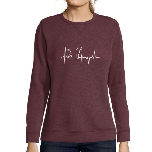 Femme Sweat-Shirt Imprimé Graphique Un C¿Ur D'amoureux Des Chiens - Dog Lover Heartbeat - Sweatshirt Éco-Responsable Vintage Cadeau Nouveauté
