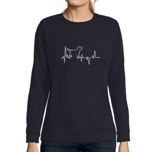 Femme Sweat-Shirt Imprimé Graphique Un C¿Ur D'amoureux Des Chiens - Dog Lover Heartbeat - Sweatshirt Éco-Responsable Vintage Cadeau Nouveauté