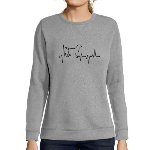 Femme Sweat-Shirt Imprimé Graphique Un C¿Ur D'amoureux Des Chiens - Dog Lover Heartbeat - Sweatshirt Éco-Responsable Vintage Cadeau Nouveauté