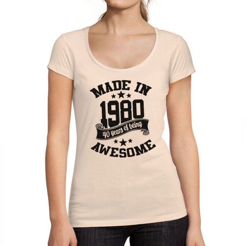 Femme Tee-Shirt Fabriqué En 1980 - Made In 1980 - 44 Ans T-Shirt Graphique Idée Cadeau 44e Anniversaire Vintage Année 1980 Nouveauté