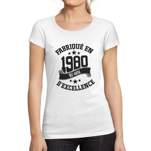 Femme Tee-Shirt Fabriqué En 1980 44 Ans T-Shirt Graphique Idée Cadeau 44e Anniversaire Vintage Année 1980 Nouveauté