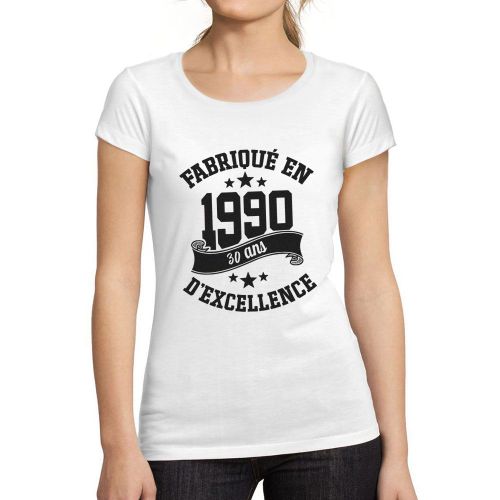 Femme Tee-Shirt Fabriqué En 1990 34 Ans T-Shirt Graphique Idée Cadeau 34e Anniversaire Vintage Année 1990 Nouveauté