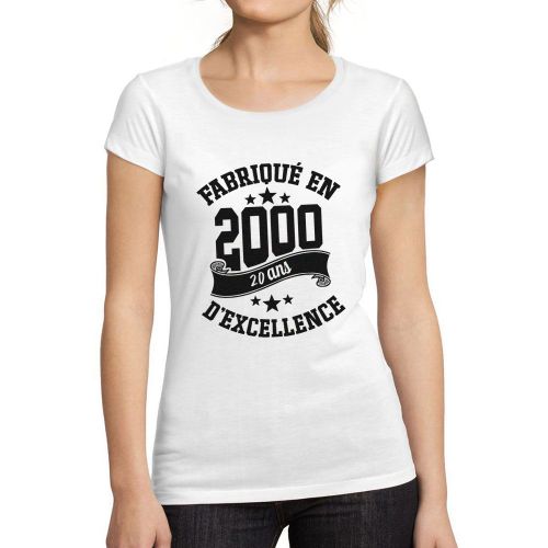 Femme Tee-Shirt Fabriqué En 2000 24 Ans T-Shirt Graphique Idée Cadeau 24e Anniversaire Vintage Année 2000 Nouveauté