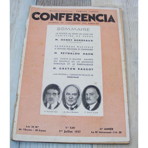 Conferencia 1er Juillet 1937  N° 14 : La Socité Au Temps De Louis Xiii Christine De Suede