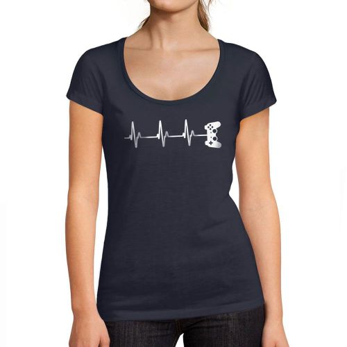 Femme Tee-Shirt Battement De C¿Ur D'une Manette De Jeu Drôle De Jeu - Gamer Controller Heartbeat Funny Gaming - T-Shirt Graphique Éco-Responsable Vintage Cadeau Nouveauté