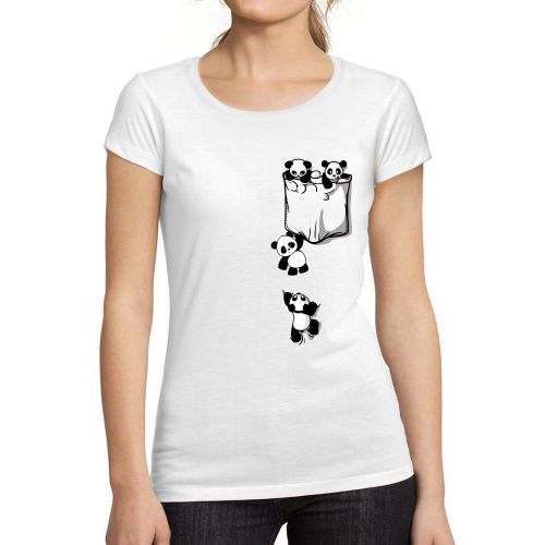 Femme Tee-Shirt Des Pandas Mignons Dans Votre Poche - Cute Pandas In Your Pocket - T-Shirt Graphique Éco-Responsable Vintage Cadeau Nouveauté