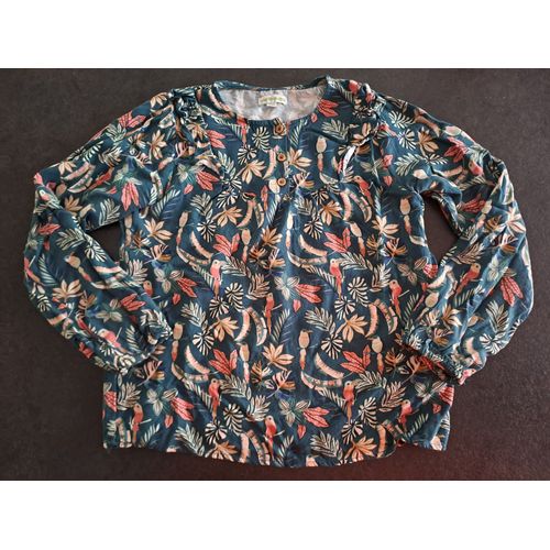 Blouse Vert Foncé Imprimé "Tropical" Vertbaudet - 9 Ans