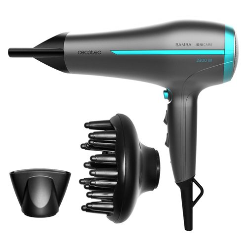 Cecotec Sèche Cheveux Bamba Ionicare 5200 Aura Black. Technologie Ionique Réelle Avec Un Grand Débit D'air, Fonction D'air Froid 2300w, Buse De Précision (1,8 Mètres De Fil, Noir)