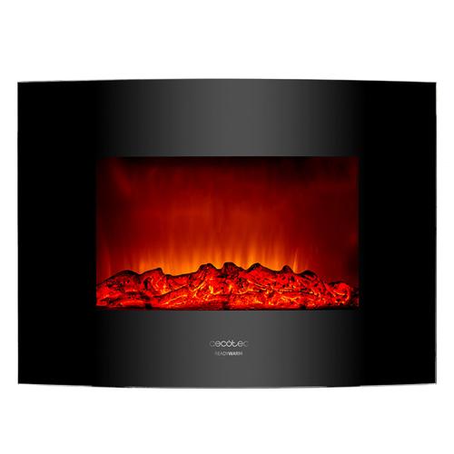 Cecotec Cheminée électrique Ready Warm 2200 Curved Flames. 2000W, 22"", 2 niveaux de puissance, 20m2, Télécommande, Panneau curve en verre templé