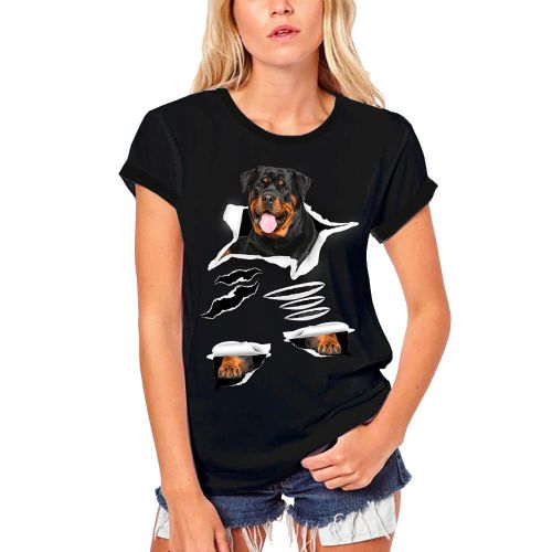 Femme Tee-Shirt Bio Chien Rottweiler - Rottweiler Dog - T-Shirt Graphique Éco-Responsable Vintage Cadeau Nouveauté